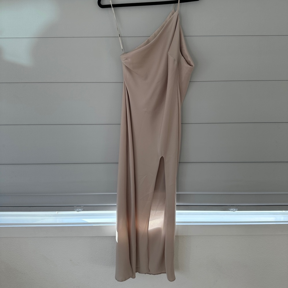 ASOS Cream Dress one shoulder with slit